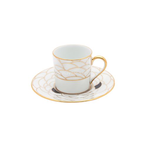 Picture of ART DECO PAR HAVILAND COFFEE CUP AND SAUCER (CYLINDRICAL) (NOIR ET BLANC)
