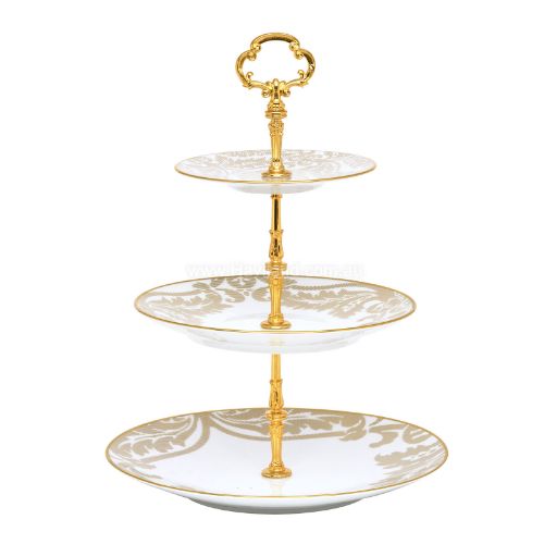 Picture of DAMASSE 3 TIER CAKE PLATE (BLANC)