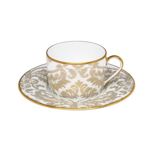 Picture of DAMASSE TEACUP AND SAUCER (CYLINDRICAL) (BLANC)