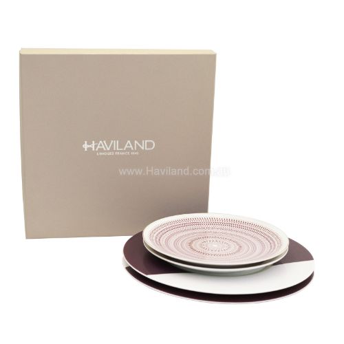 Picture of MAGNOLIA SET OF 2 DINNER 2 DESS PLATES (2 AUB DINNER 2 GEO DESSERT) (VIOLET)