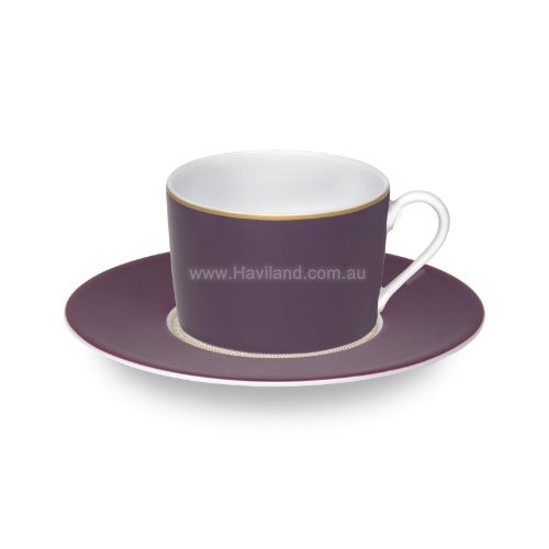 Picture of MAGNOLIA TEACUP AND SAUCER (FLAT AUBERGINE PATTERN) (AUBERGINE)
