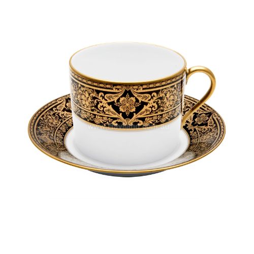Picture of MATIGNON CAPPUCCINO CUP AND SAUCER (CYLINDRICAL) (GOLD BLACK RIM)