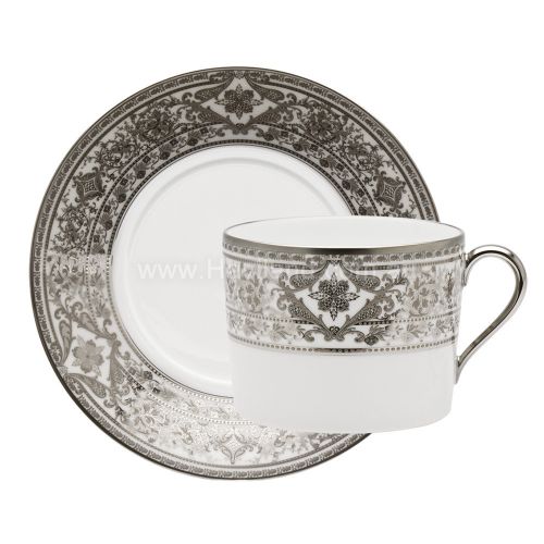Picture of MATIGNON CAPPUCCINO CUP AND SAUCER (CYLINDRICAL) (PLATINUM WHITE RIM)