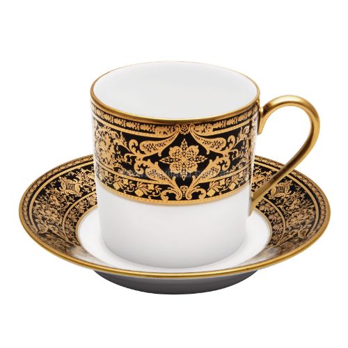 Picture of MATIGNON COFFEE CUP AND SAUCER (CYLINDRICAL) (GOLD BLACK RIM)