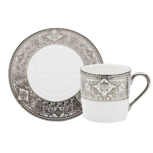 Picture of MATIGNON COFFEE CUP AND SAUCER (CYLINDRICAL) (PLATINUM WHITE RIM)
