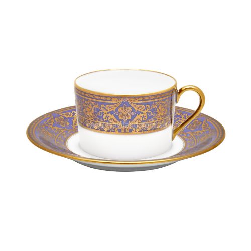 Picture of MATIGNON TEACUP AND SAUCER (CYLINDRICAL) (GOLD LAVENDER RIM)