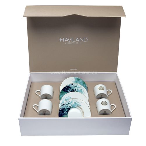 Picture of OCEAN BLEU SET OF 4 COFFEE CUPS SAUCERS (BLEU)