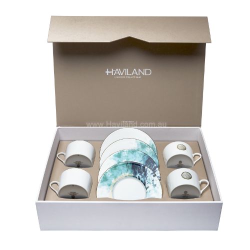 Picture of OCEAN BLEU SET OF 4 TEACUPS AND SAUCERS (BLEU)