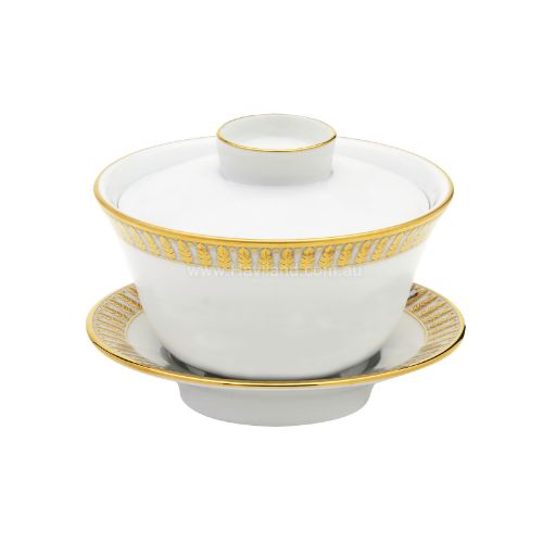 Picture of PLUMES CHINESE TEACUP AND SAUCER (SMALL) (WHITE GOLD)