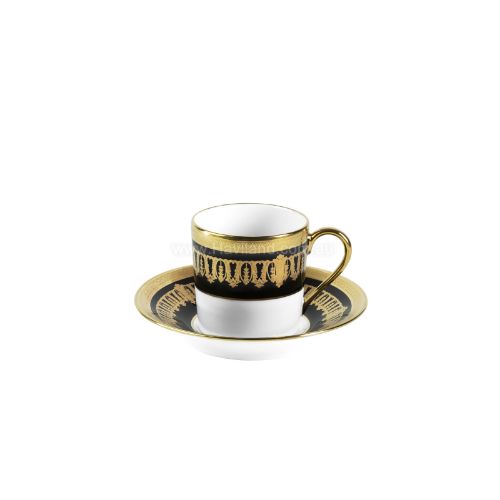 Picture of SAINT HONORE COFFEE CUP AND SAUCER (CYLINDRICAL) (GOLD BLACK RIM)