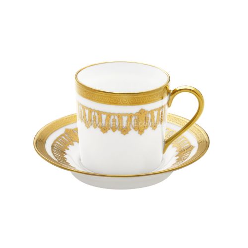 Picture of SAINT HONORE COFFEE CUP AND SAUCER (CYLINDRICAL) (GOLD WHITE RIM)