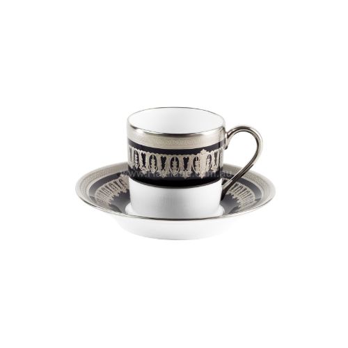 Picture of SAINT HONORE COFFEE CUP AND SAUCER (CYLINDRICAL) (PLATINUM BLACK RIM)