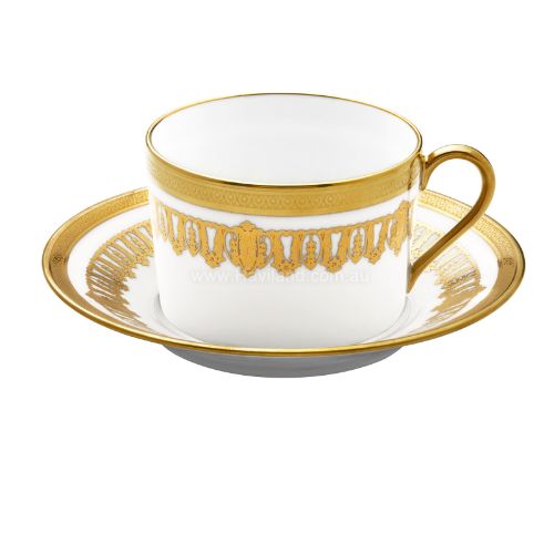 Picture of SAINT HONORE TEACUP AND SAUCER (CYLINDRICAL) (GOLD WHITE RIM)