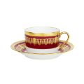 Picture of SAINT HONORE TEACUP AND SAUCER (CYLINDRICAL) (GOLD CHERRY RIM)