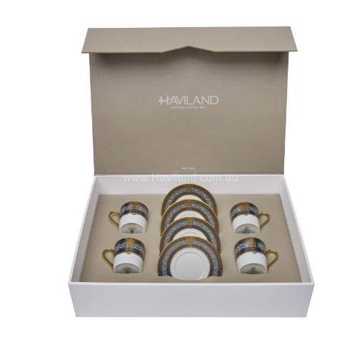 Picture of SALON MURAT SET OF 4 COFFEE CUPS SAUCERS (BLEU CIEL)