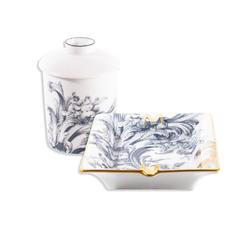 Picture of STANISLAS SET OF SCENTED CANDLE AND TRAY (BLEU GRIS)