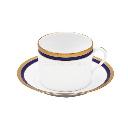 Picture of SYMPHONIE CAPPUCCINO CUP AND SAUCER (CYLINDRICAL) (WHITE BLUE GOLD)