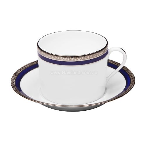 Picture of SYMPHONIE CAPPUCCINO CUP AND SAUCER (CYLINDRICAL) (WHITE BLUE PLATINUM)