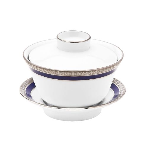 Picture of SYMPHONIE CHINESE TEACUP AND SAUCER (SMALL) (WHITE BLUE PLATINUM)