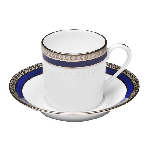 Picture of SYMPHONIE COFFEE CUP AND SAUCER (CYLINDRICAL) (WHITE BLUE PLATINUM)