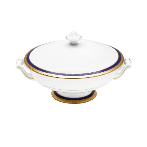 Picture of SYMPHONIE COVERED VEGETABLE DISH (WHITE BLUE GOLD)