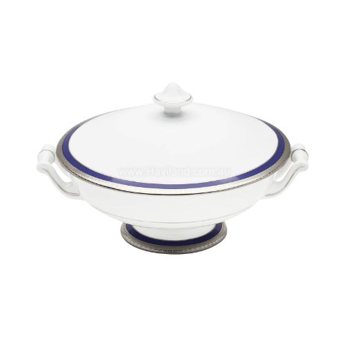 Picture of SYMPHONIE COVERED VEGETABLE DISH (WHITE BLUE PLATINUM)