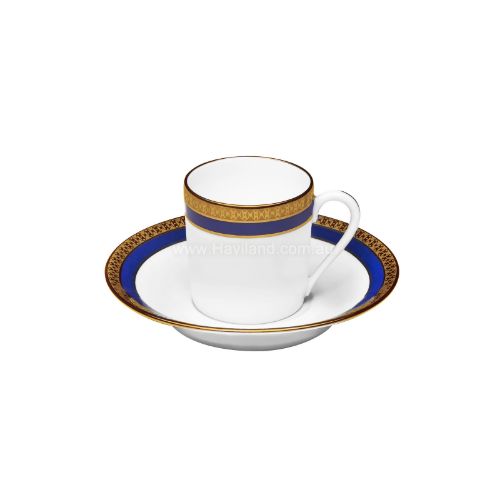 Picture of SYMPHONIE ESPRESSO CUP AND SAUCER (CYLINDRICAL) (WHITE BLUE GOLD)