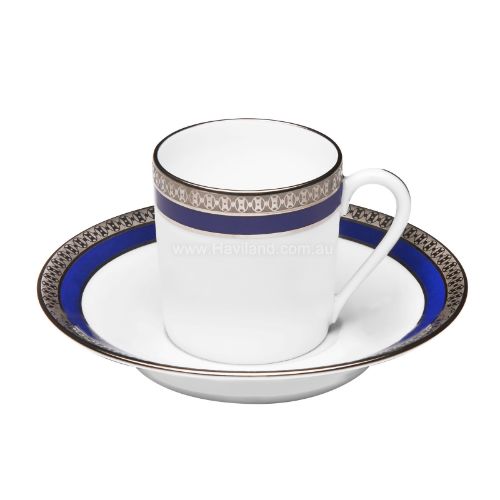 Picture of SYMPHONIE ESPRESSO CUP AND SAUCER (CYLINDRICAL) (WHITE BLUE PLATINUM)