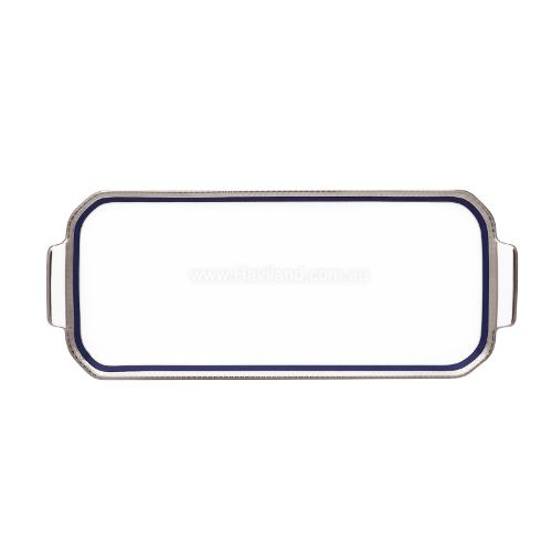 Picture of SYMPHONIE OBLONG CAKE PLATTER (WHITE BLUE PLATINUM)