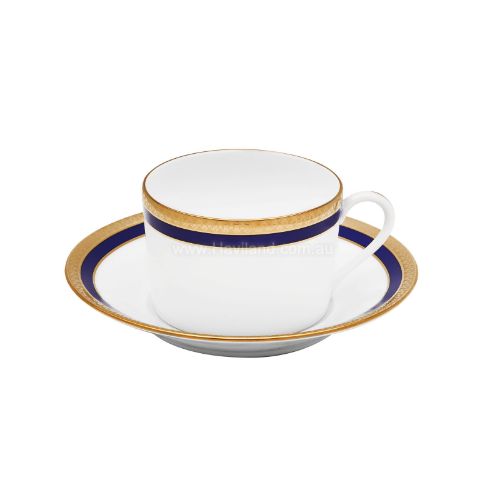 Picture of SYMPHONIE TEACUP AND SAUCER (CYLINDRICAL) (WHITE BLUE GOLD)