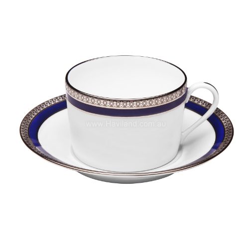 Picture of SYMPHONIE TEACUP AND SAUCER (CYLINDRICAL) (WHITE BLUE PLATINUM)