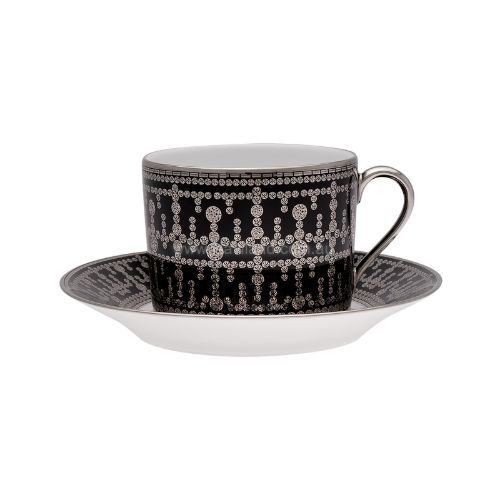 Picture of TIARA CAPPUCCINO CUP AND SAUCER (CYLINDRICAL) (BLACK PLATINUM)