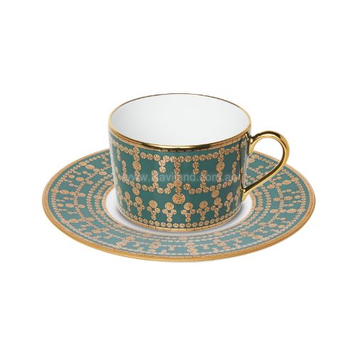 Picture of TIARA COFFEE CUP AND SAUCER (CYLINDRICAL) (PEACOCK BLUE GOLD)