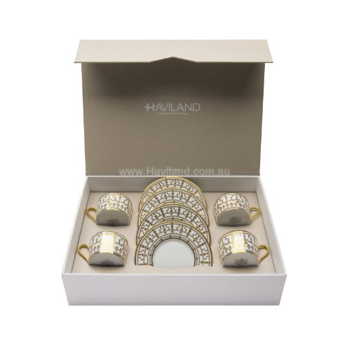 Picture of TIARA SET OF 4 COFFEE CUPS SAUCERS (WHITE GOLD)