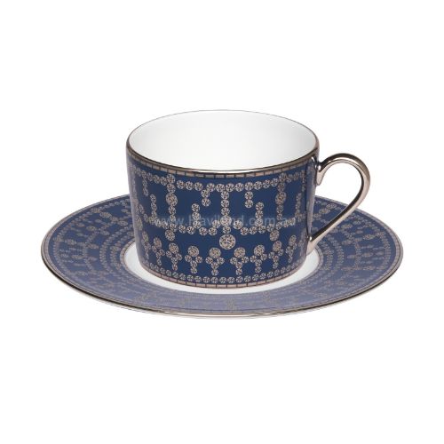 Picture of TIARA TEACUP AND SAUCER (CYLINDRICAL) (PRUSSIAN BLUE PLATINUM)