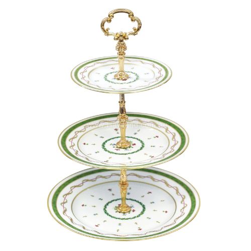 Picture of VIEUX PARIS VERT 3 TIER CAKE PLATE (VERT)