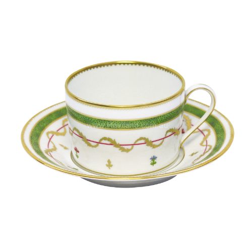 Picture of VIEUX PARIS VERT TEACUP AND SAUCER (CYLINDRICAL) (VERT)