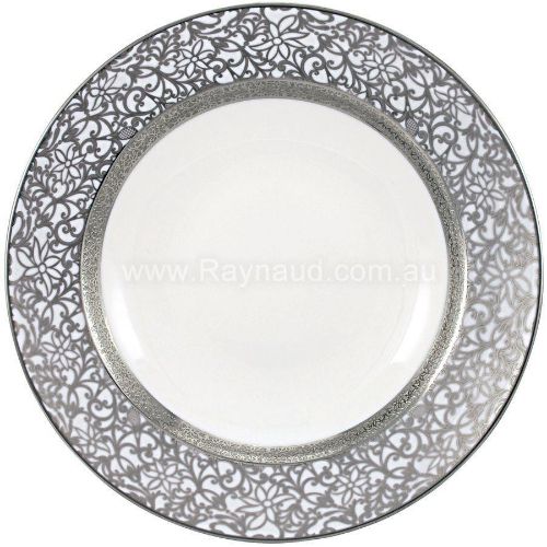 Picture of Deep chop plate , Tolède Platine, White (PLATINUM & WHITE BACKGROUND)