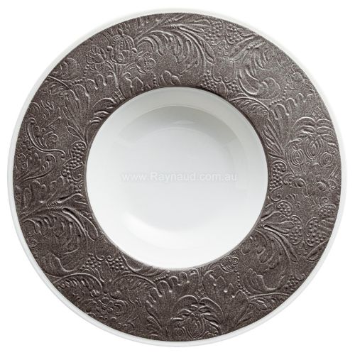 Picture of Deep plate with engraved rim, Italian Renaissance, dark grey (DARK GREY)