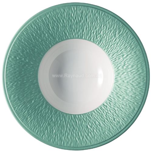 Picture of Deep plate with engraved rim, Minéral Irisé, turquoise blue (TURQUOISE)
