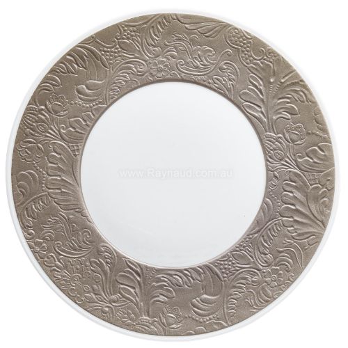 Picture of Flat plate with engraved rim, Italian Renaissance, warm grey (WARM GREY)