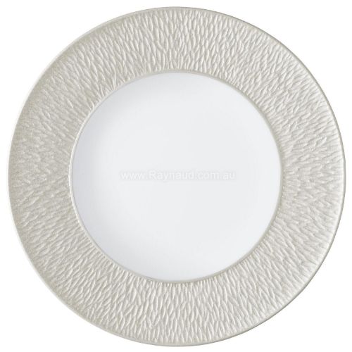 Picture of Flat plate with engraved rim, Minéral Irisé, pearl grey (PEARL GREY)