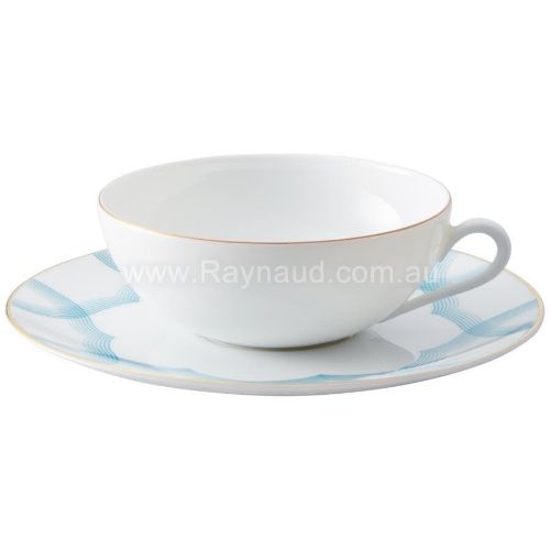 Picture of Tea cup extra Monceau gold and saucer Aura azure, Aura